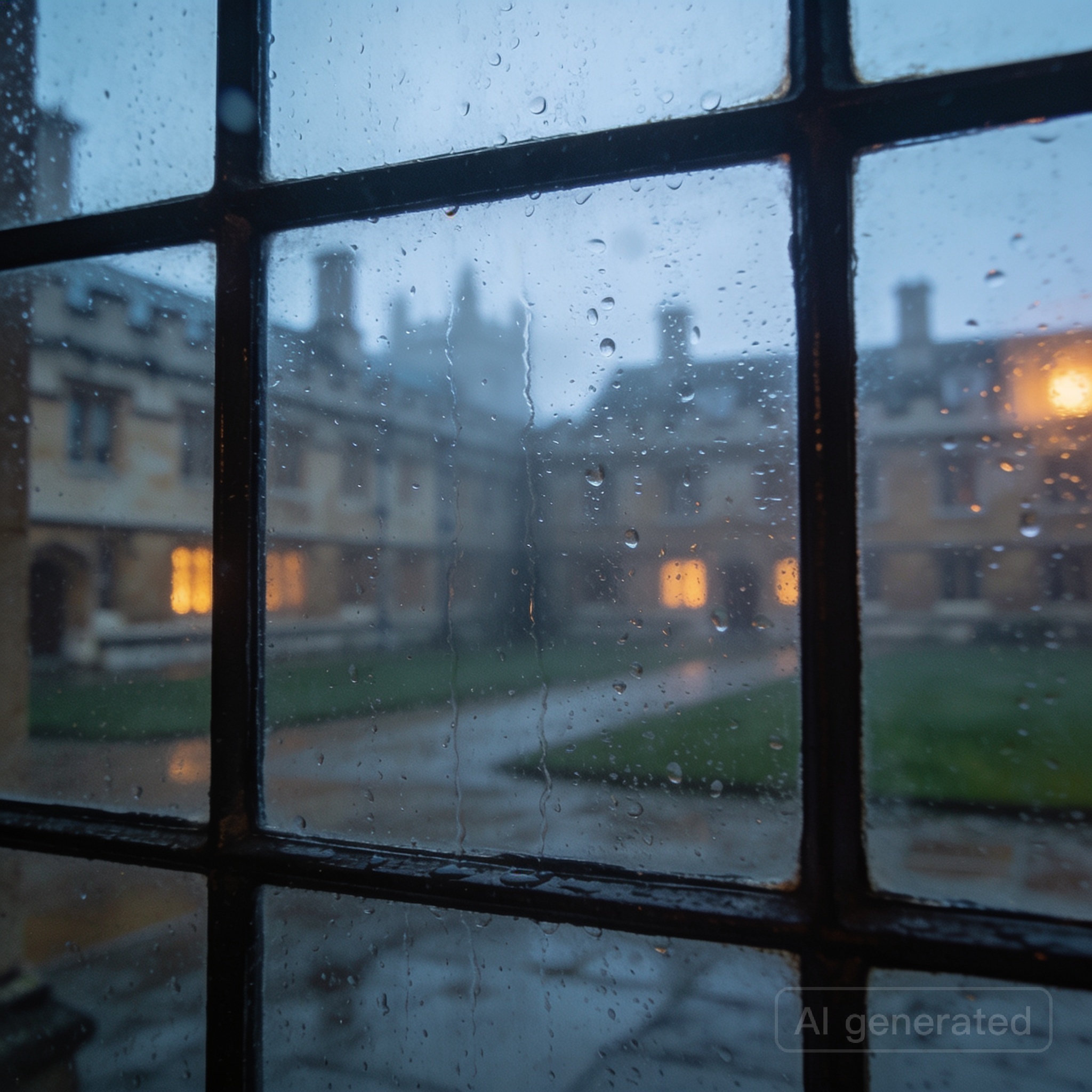 an oxford quad in november fog